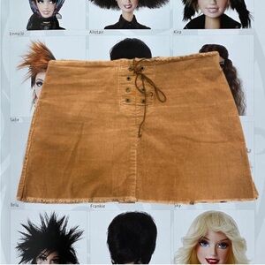 Tan Corduroy Lace-Up Skirt